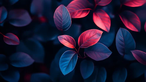 Neon bicolor foliage under moody low key cinematic lighting