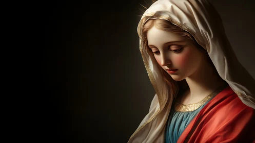 Gentle veiled woman in soft light, quietly reflecting.