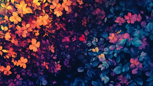 Chromatic Floral Gradient: Blooming Spectrum from Warm to Cool Tones.