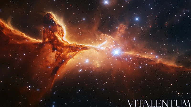 Starglow Over Cosmic Cliffs in a Quiet Ember Nebula.