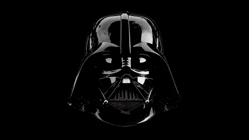 Symmetric glossy black helmet render with high contrast specular highlights