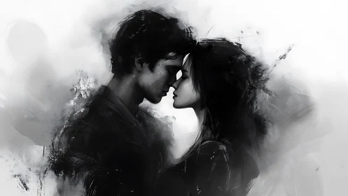 Ink-Blurred Intimacy: Silhouettes Lost in Tender Geometry.