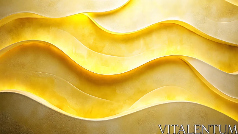 Golden plaster waves quietly fold light into warm ribbons