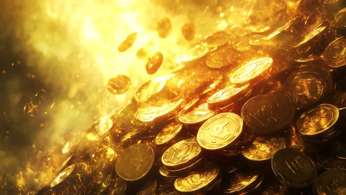 Blazing torrent of golden coins in molten light. Period.