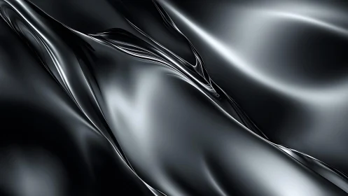 Abstract flowing black silk texture in modern digital art style.