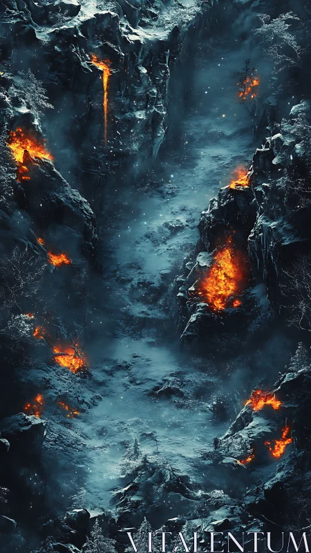 Inferno's Frozen Gateway: Where Molten Fire Meets Icy Realm.