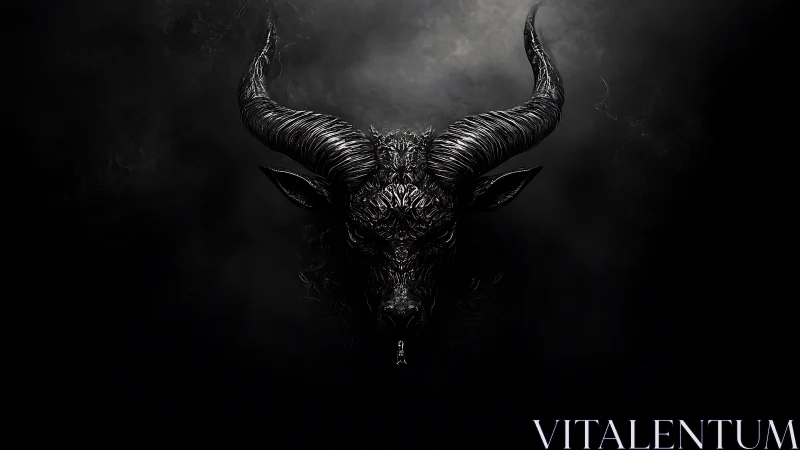 Mystic horned guardian emerging from softly swirling shadow.