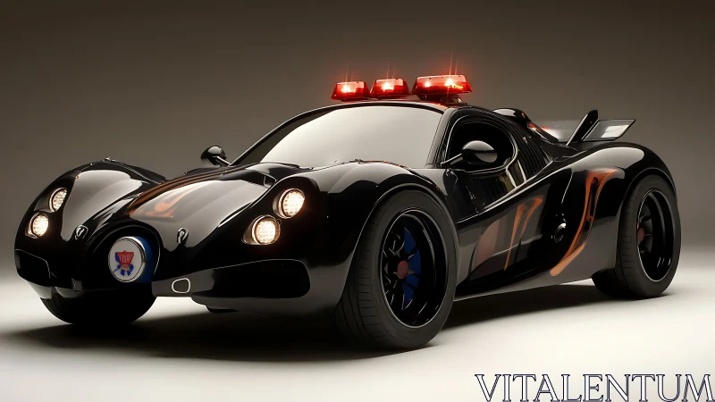 Midnight pursuit hypercar patrol streaking through studio silence.