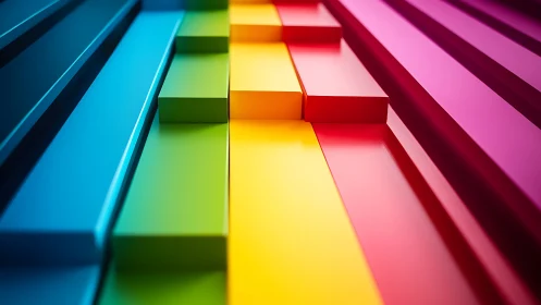 Colorful geometric steps glowing with playful energy.