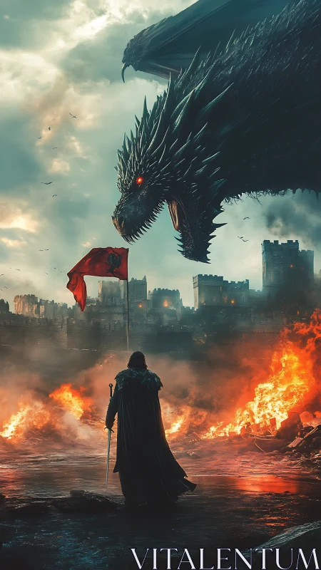 Dragon bends low as lone knight claims a burning kingdom