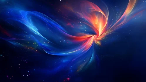 Nebular energy vortex curves through deep cosmic void