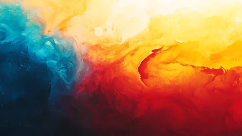 Molten horizon between cyan depths and burning light.