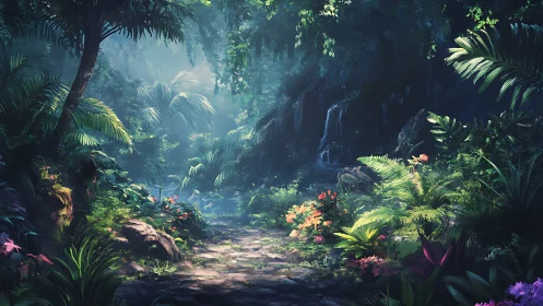 Luminous Canyon Garden Where Ancient Ruins Sleep Among Crystalline Waterfalls