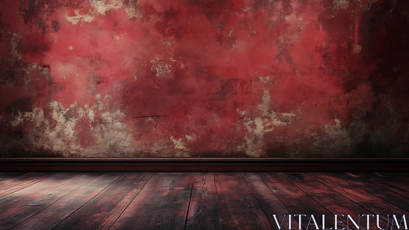 Weathered red wall and wood floor invite quiet imagination