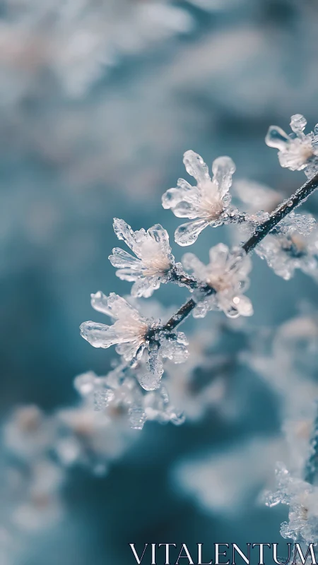 Frost-Encrusted Foliage in Winter Crystalline Macro Composition