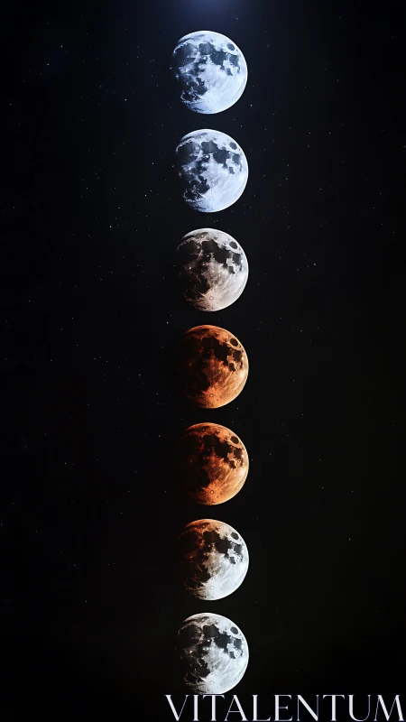 Lunar phases align in a vertical gradient of cosmic color.