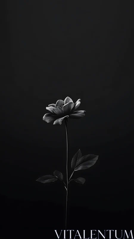 Single monochrome flower rises in dramatic negative space