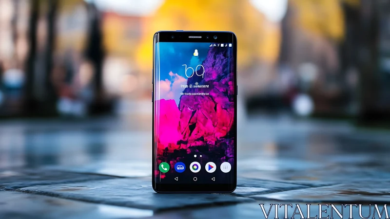 Modern Smartphone Display Vibrant Lock Screen.