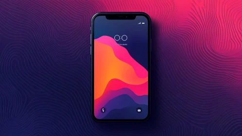 Modern smartphone displaying vibrant fluid gradient wallpaper design.