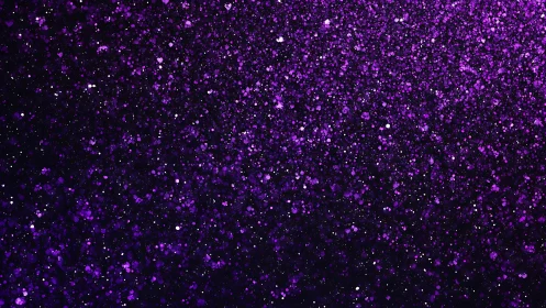 Vibrant violet glitter particles shimmer in a cosmic haze