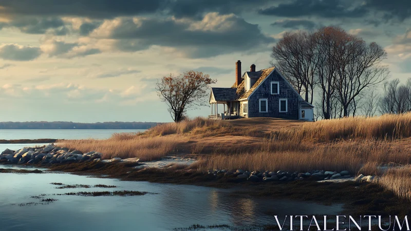 Coastal Victorian Estate with Weathered Marsh Foreground.