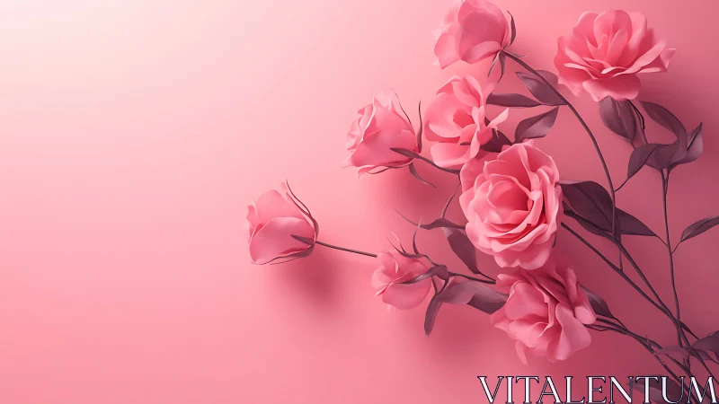 Pink roses arranged on monochromatic gradient background.