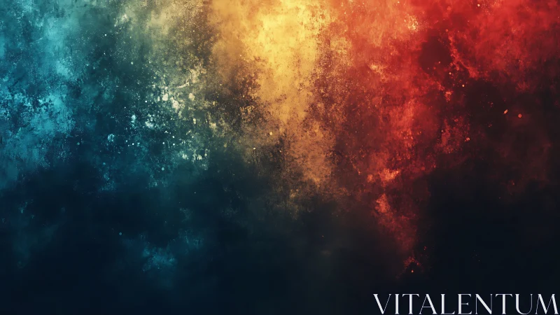 Abstract textured gradient separates cool and warm color fields