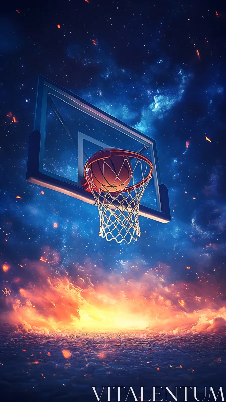 Cosmic court dreams with a glowing hoops horizon.