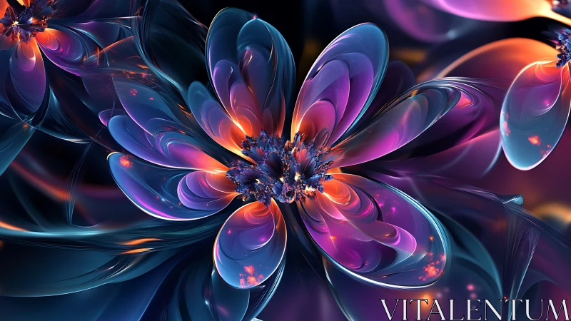 Fractal luminescent petals in iridescent neon spectral bloom