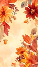 Watercolor Floral Arrangement in Warm Autumn Tones