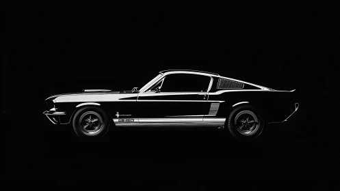 Side-profile study isolates classic muscle car contours