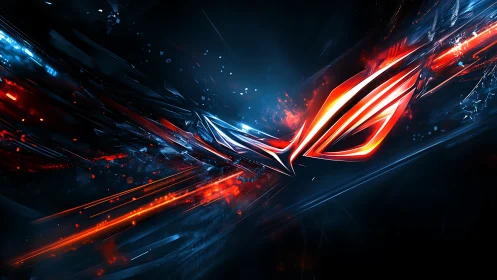 Abstract red and blue digital light streak composition.