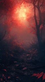 Crimson Forest Canopy with Intense Golden Glow.