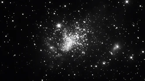 Monochrome stellar cluster core with dense luminous field.