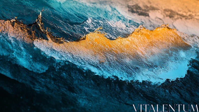 Molten sunrise surfs across a frozen teal tide of glass