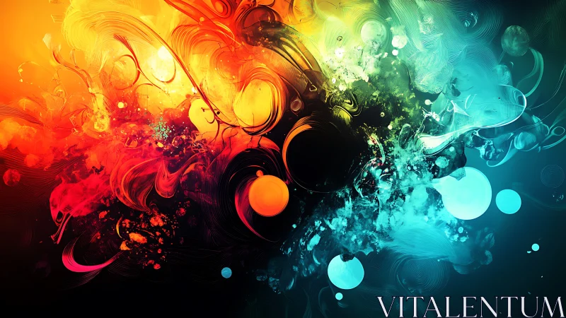 Colorful energy burst where warm fire meets cool water.