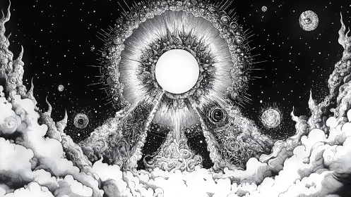 Celestial engine unwraps a radiant void at the universe’s heart