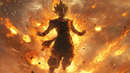 Storm-born warrior ignites the sky in molten golden fury