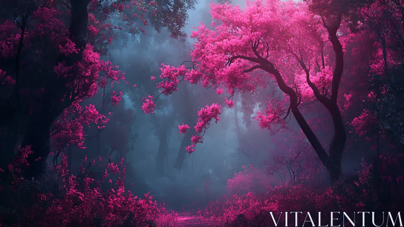 Glowing Pink Forest of Dreams and Wonder