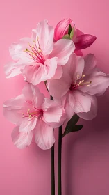 Pink Flowering Plant Arrangement Against Monochromatic Background