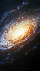 Spiral galaxy whirlpool pours molten light into quiet space