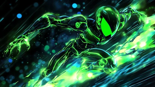 Neon velocity runner carving light through cyber night.