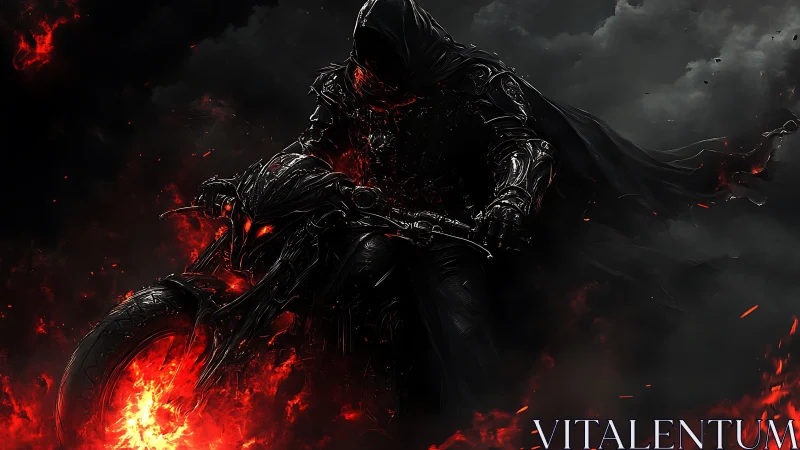 Night rider commands a blazing inferno through dark storm