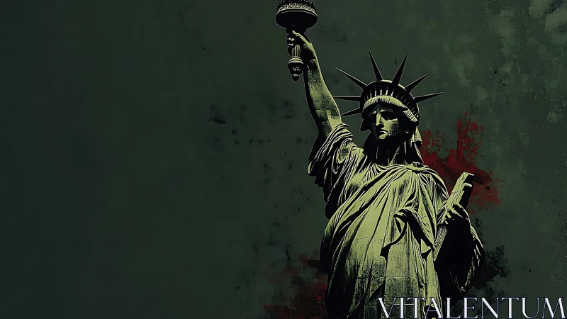 Statue of Liberty silhouette on dark textured backdrop.