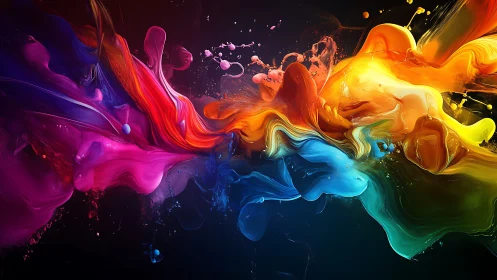 Chromatic fluid dynamics of colliding spectral pigment waves.