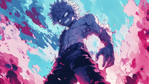 Explosive anime antihero rising through neon energy storm.