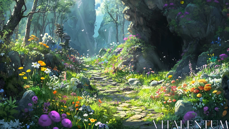 Luminous Forest Cavern: Layered Botanical Composition with Chiaroscuro.