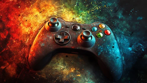 Gaming Controller Immersed in Dynamic Energy Field.