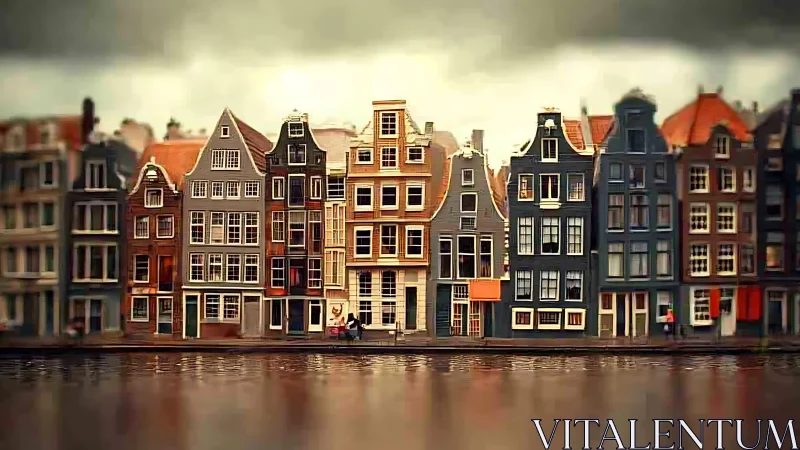 Row of canal-side townhouses reflected in still water.