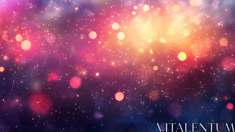 Stardust carnival of pink nebula sparks in deep night sky.